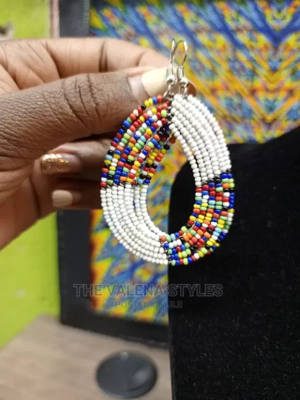 Elegant White Maasai Bead Earrings