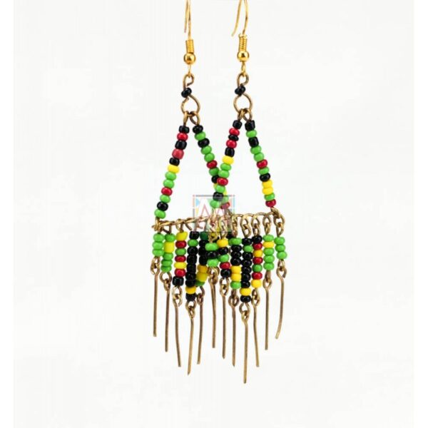 Brass Maasai Beads Triangle Chandelier Earrings