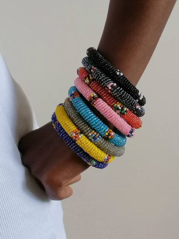 Handcrafted African Multicoloured Beaded Bangles