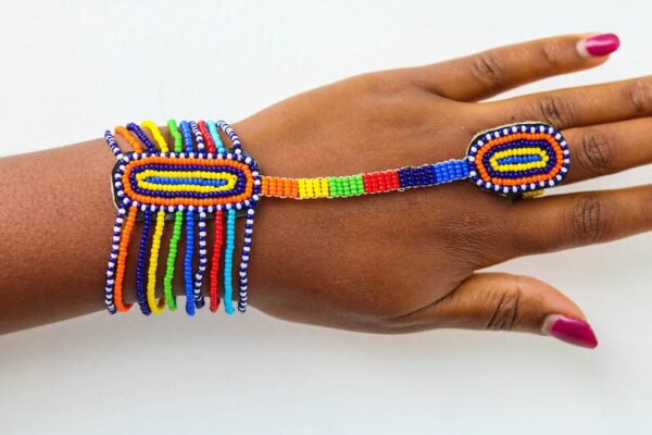 African Ethnic Handmade Beaded Bracelet (with Ring)